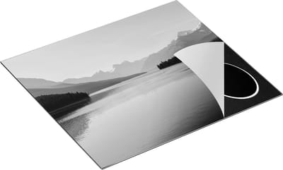 Chefcare Inductie Beschermer Meer bij de Bergen in Alberta, Canada - Zwart Wit - 60x50 cm - Afdekplaat Inductie - Kookplaat Beschermer - Inductie Mat