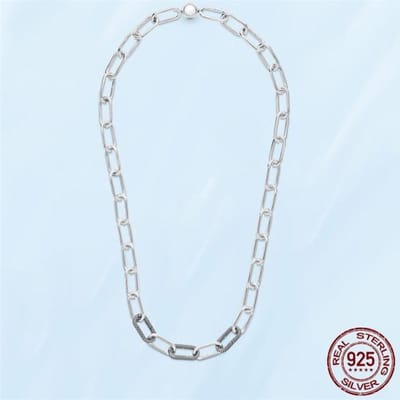 Uitverkoop Origineel 925 Sterling Zilver Pan Moments Slangenketting Ketting Voor Dames Verjaardagsfeest Bruiloft Mode Sieraden 50cm white