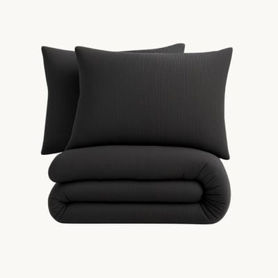 Y-NOT™ - Mousseline Zwart - Dekbedovertrek - 140x200/220 1-Persoons - 1 kussensloop 60x70cm - 160TC 2 layer mousseline 100% katoen - 30 dagen proefslapen