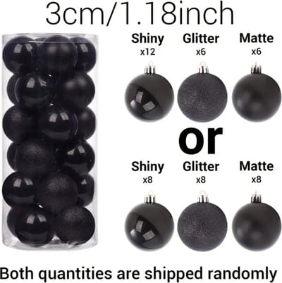 Livano Kerstballen - Kerstversiering - Plastic - Zwart - 3 cm - 24 stuks