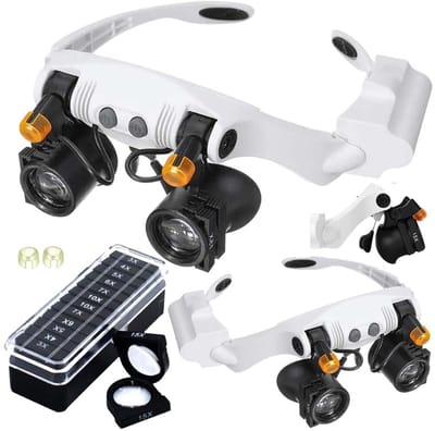 Horlogemakerloep - Vergrootglas - Brilloep - met 2 LED-lampjes - 3x - 25x - voor het repareren van precisie-instrumenten, sieraden, lezen