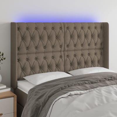 vidaXL - Hoofdbord - LED - 163x16x118/128 - cm - stof - taupe