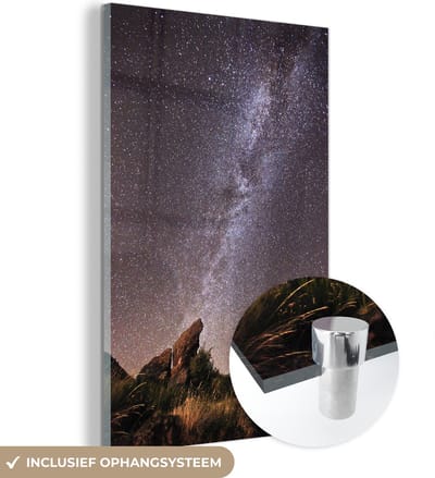 ® Glasschilderij 120x180 cm - Schilderij acrylglas - De melkweg boven het Nationaal park Sierra Nevada in Noord Amerika - Foto op glas - Muurdecoratie woonkamer - Wanddecoratie slaapkamer - Schilderijen