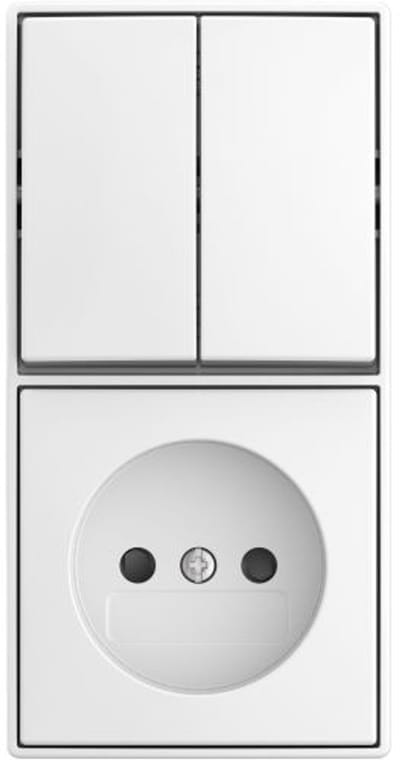 Busch Jaeger combinatie serieschakelaar en wandcontactdoos zonder randaarde opbouw alpinwit 2601/5/20 APBJ-524