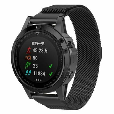 By Qubix - Geschikt voor Garmin bandje - 22mm Quickfit - Milanese bandje - Zwart - Geschikt voor Garmin Instinct 3 / Instinct E - 45mm