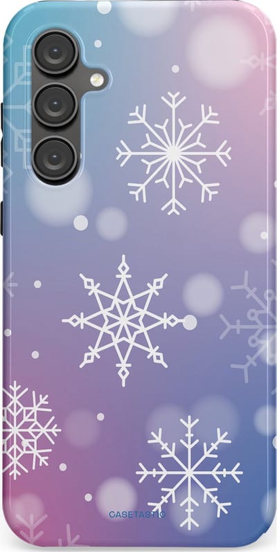 Casetastic hoesje geschikt voor Samsung Galaxy S23 FE - Dubbellaagse bescherming - Snowy Winter Gloed - Fashion Case - Lila Lichtgrijs Lichtblauw Lichtroze