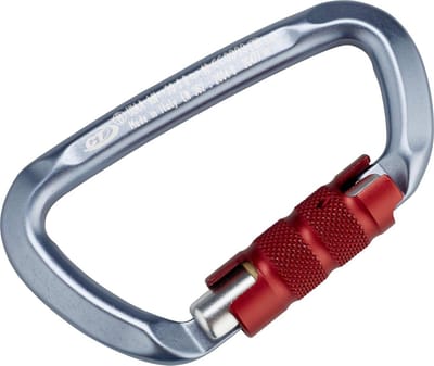 Karabiner D/D met 3 bewegingen beveiliging automatische sluiting blauw