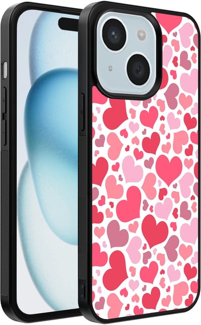 Smartphonica Telefoonhoesje Geschikt voor iPhone 15 met Hartjes Print - Hearts Design TPU Backcover Case - Kinder Hoesje met Hartjes Design geschikt voor iPhone 15