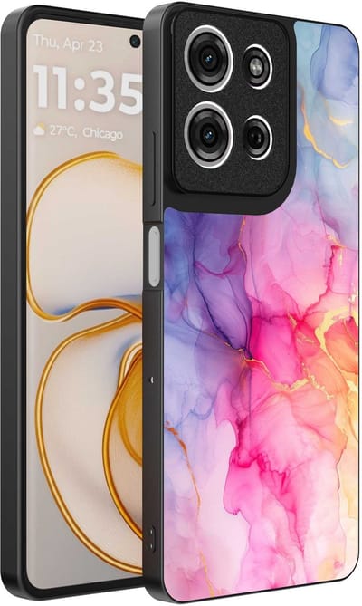 Geschikt voor Motorola Edge 50 Telefoonhoesje met marmeropdruk - TPU backcover case marble design - Regenboog - Smartphonica geschikt voor Motorola Edge 50