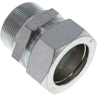 M48x2 Buitendraad x 42L Verzinkt Stalen Rechte Snijring Koppeling 160 Bar DIN 2353 - FL2S-MC-EZ-M48-42-L