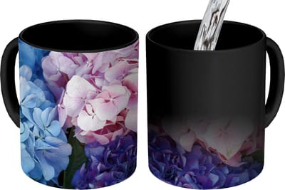 Magische Mok - Foto op Warmte Mokken - Koffiemok - Bloemen - Struik - Hortensia - Botanisch - Magic Mok - Beker - 350 ML - Theemok