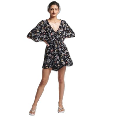 Superdry Broek Vintage Beach Playsuit W8011023a Olivia Paisley Black 6wv Dames Maat - M