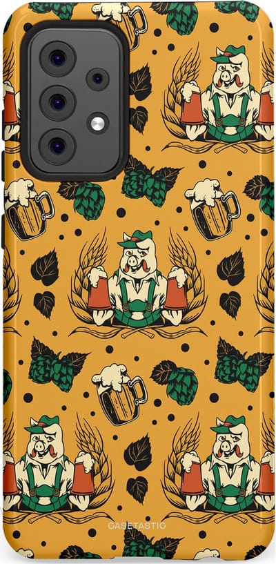 Casetastic hoesje geschikt voor Samsung Galaxy A52 (2021) 5G / Samsung Galaxy A52 (2021) 4G - Dubbellaagse bescherming - Oktoberpret - Fashion Case - Goud Taupe Donkergroen Donkergrijs