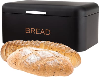 Cheffinger Broodtrommel - Metallic Zwart - RVS - 34cm