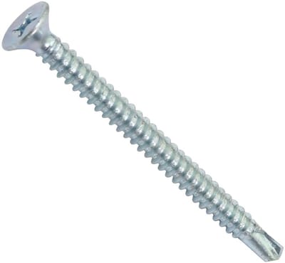 Dailygoods- Zelfborende Schroeven Set van 100 - Platkop - Ø4,8x60mm - Verzinkt Staal - Kruisvormig - Volledig Schroefdraad - Voor Metalen Bevestigingen - Boorschroeven