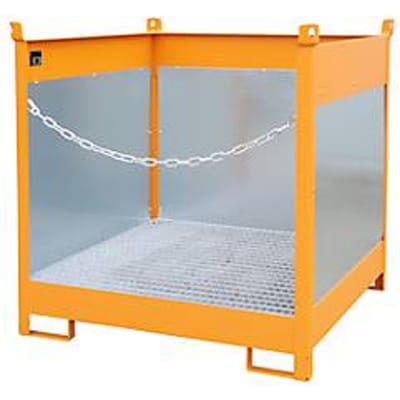 Stapelpallet voor vaten Bauer FSP-4 G, spatbeschermingswand 3-zijden, voor 4 x 200 l vaten, oranje