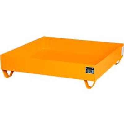 Stalen lekbak zonder rooster, 1200 x 1200 mm, oranje RAL 2000