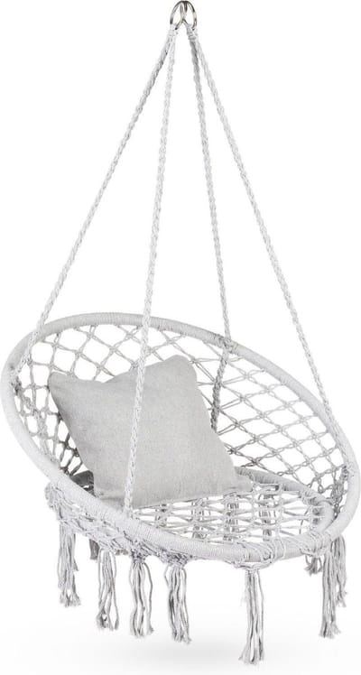 Hangstoel XXL - Hangmand Schommel - Ontspannen Buiten - Tot 150kg - 62x62cm - Grijs
