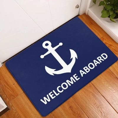 1 Stuk Wit Anker & Marineblauw Nautisch Wasbare Deurmat Antislip Entree Vloerkleed Gemakkelijk Schoon te Maken Hal Badkamer Keuken Kleed 40x60cm