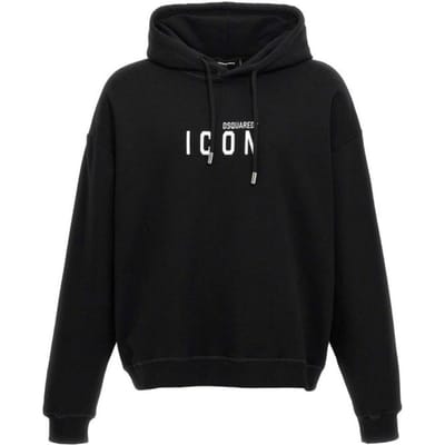 Dsquared2 Relaxed Black Hoodie Met Wit Logo