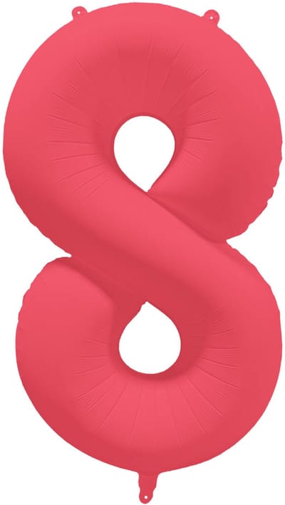 Riethmüller - Folieballon cijfer 8 - neon rood - 86 cm