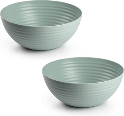 Plasticforte Serveerschaal/saladeschaal - 2x - D25 x H10.5 cm - kunststof - mintgroen - 3500 ml