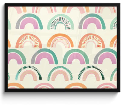 Poster in lijst - Fotolijst 80x60 cm - Posters - Regenboog - Pastel - Patroon - Posterlijst zwart - Decoratie - Wanddecoratie woonkamer - Muurdecoratie slaapkamer