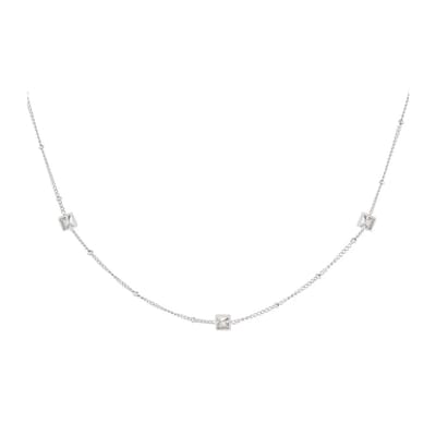 Yehwang | Ketting vierkante steentjes | Stainless Steel | Zirkonium Steentjes | Zilver Kleurig