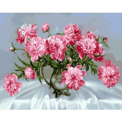 Peinture diamantée en mosaïque de fleurs, broderie au point de croix, strass, ronde complète 20X30CM pink