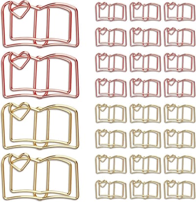Boekvormige paperclips in roségoud en goud - 30 stuks schattige clips voor school, bruiloften en creatieve schrijfwaren als cadeau voor leraren en gastgeschenken