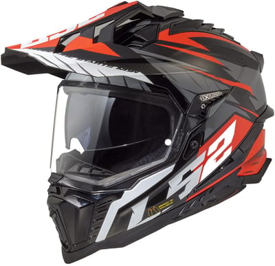 LS2 MX701 Explorer Spire Zwart Titanium Red-06 Adventure Helm - Maat XL - Helm