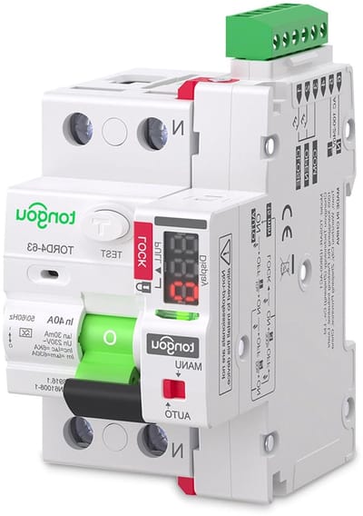 Aardlekschakelaar - FI Schakelaar RCCB - Veiligheid Elektrische Installatie - Automatisch Herinschakelen - 230 Volt - Grijs