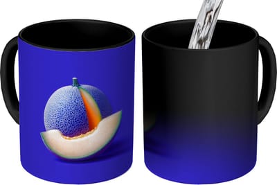 Magische Mok - Foto op Warmte Mokken - Koffiemok - Meloen - Blauw - Oranje - Kunstzinnig - Magic Mok - Beker - 350 ML - Theemok