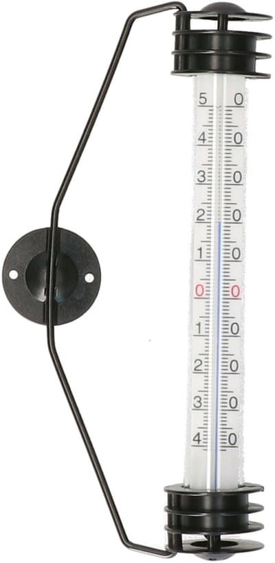 TFA Raam Thermometer - analoog - metaal - zwart - 20 cm - binnen en buiten