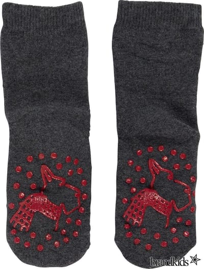 Bonnie Doon Unisex Huissokken puff print - Donkergrijs - Maat 31/34