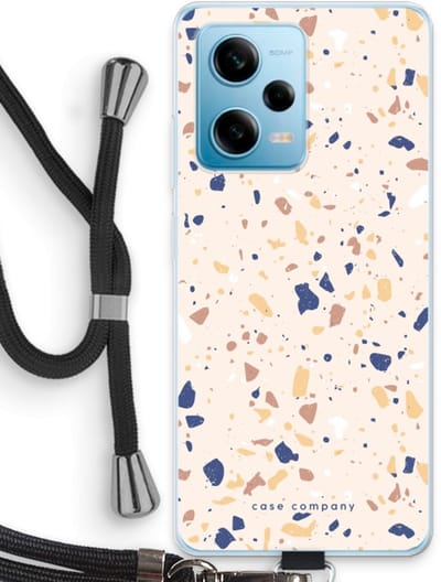 Case Company® - Hoesje met koord geschikt voor Xiaomi Redmi Note 12 Pro 5G hoesje met Koord - Terrazzo N°23 - Telefoonhoesje met Zwart Koord - Bescherming aan alle Kanten en Over de Schermrand