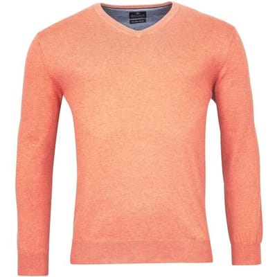 Baileys Trui V-Neck Cotton Single Knit Soft Coral Melange / male
