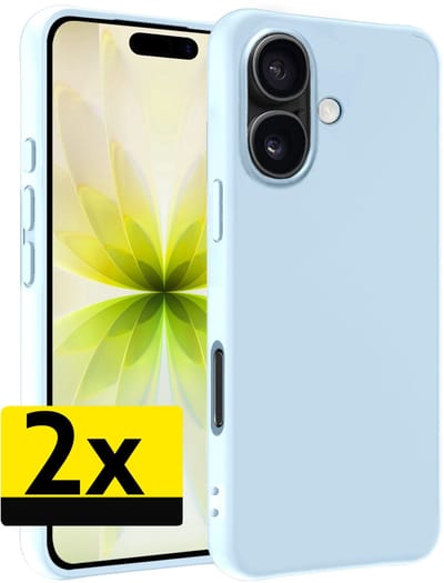 Hoesje - 2 Stuks - Geschikt voor Apple iPhone 17 - Sterk & Shockproof - Case Siliconen - Back Cover - Telefoon Hoes - Telefoonhoesjes - Lichtblauw