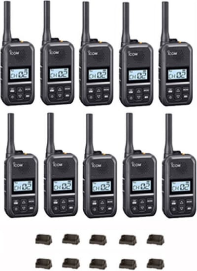 Set van 10 Icom IC-U20SR IP54 mini Portofoon met tafel lader