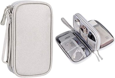 Draagbare Organizer voor Elektronische Accessoires, Kabels en USB Drives - Grijs