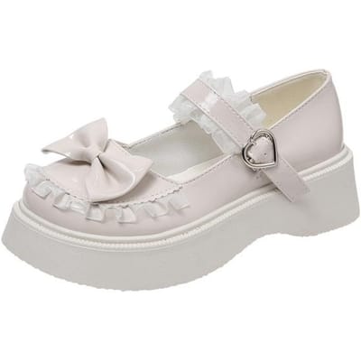 Chaussures à semelles épaisses Chaussures Mary Jane Printemps pour femmes Chaussures rétro pour femmes Chaussures simples étudiantes douces Lolita Chaussures pour femmes Jk Talons à plateforme 40 white