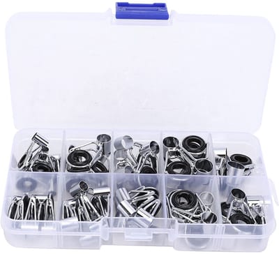Dailygoods- Hengelgeleiderring 90-delige set - Roestvrij Staal - Keramiek - Duurzaam - Lichtgewicht - Geschikt voor zoet/zeewater - Hengelreparatieset