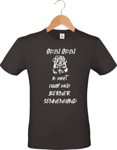 mijncadeautje - T-shirt unisex - zwart - Opzij Opzij ik moet naar mijn : Berner Sennenhond - maat XL