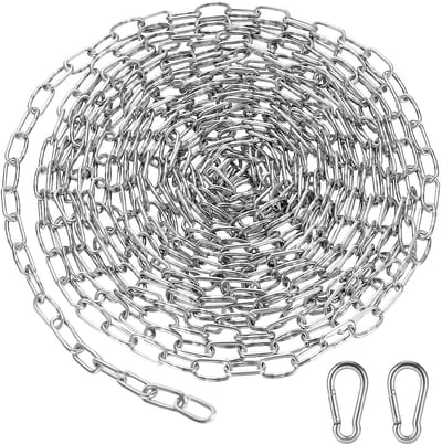Dailygoods- Roestvrijstalen Ketting 3M - Stalen Ketting - Metalen Ketting - Schakelketting - Hondenketting - Inclusief 2 Platte Haken