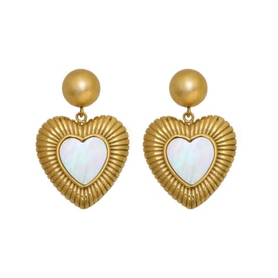 Essenza Shell Heart Earrings Gold