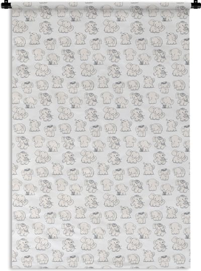 Wandkleed - Wanddoek - Olifant - Patroon - Baby - 120x180 cm - Wandtapijt