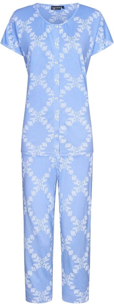 Duurzame geruite doorknooppyjama - Blauw - Maat - 38