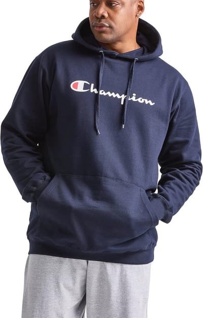 Comfortabele Fleece Hoodie voor Heren met Tekstlogo - Normaal of Groot & Lang - XL