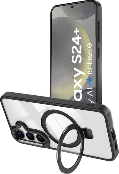 Hoesje Geschikt voor Samsung Galaxy S24 Plus hoesje - met Magnetisch Ringhouder - Arara backcover - Zwart