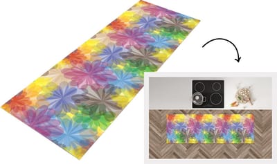 Keukenloper - Loper keuken - Regenboog - Bloemen - Abstract - Patronen - 150x50 cm - Keukenloper vinyl